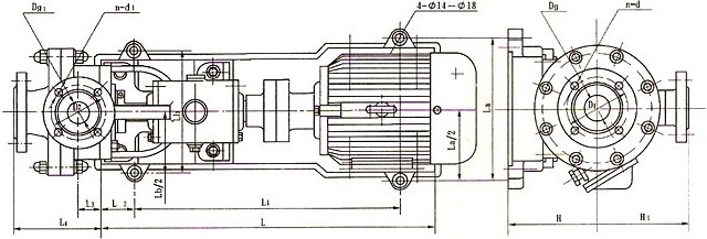 FS型玻璃钢管道泵安装尺寸图