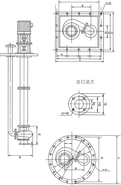 FY型耐腐蚀耐磨液下泵安装尺寸